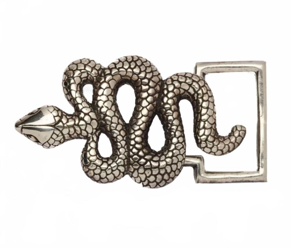 NEW CLARIS VIROT women's snake belt buckle in silver